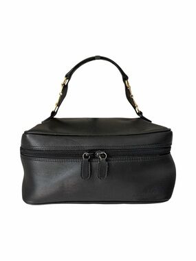 Gucci Horsebit Black Leather Vanity Case Top Handle Bag